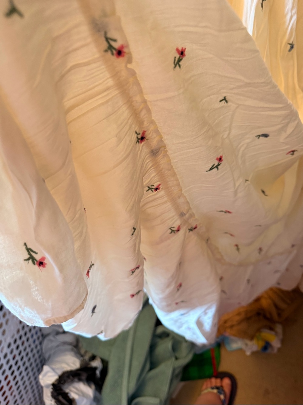 NWOT Old Navy Cream Sundress with Pink & Blue Embroidery - Picture 5 of 8